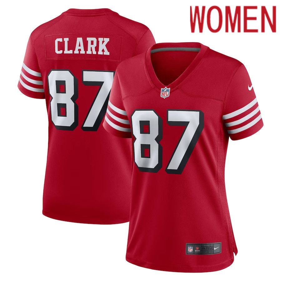 Women San Francisco 49ers #87 Dwight Clark Nike Scarlet Alternate Game NFL Jersey->women nfl jersey->Women Jersey